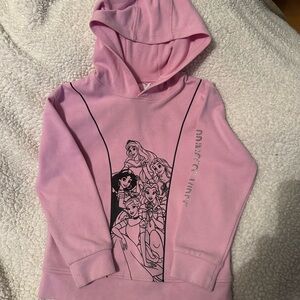 Disney Pink Girls Hooded Sweatshirt with Princess Graphic